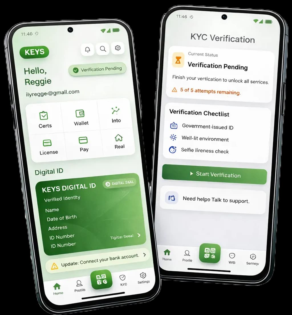 KEYS onboarding on mobile